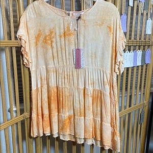 ANDREE BY UNIT Peach Tie-Dye Blouse